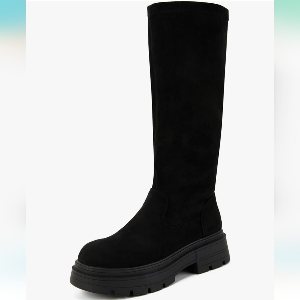 Putu Faux Suede Platform Knee High Boots  Women's size 8